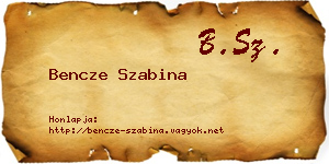 Bencze Szabina névjegykártya